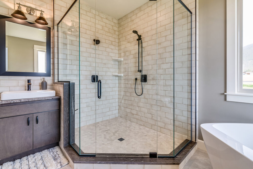 Modern bathroom remodel with fancy shower