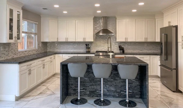 Kitchen granite countertops with kitchen island